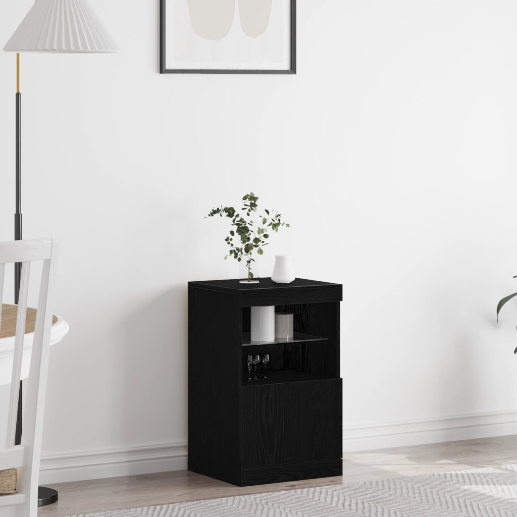 Mobile con luci LED Rovere Nero 41x37x67 cm