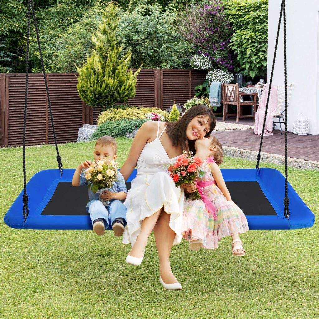 Altalena rettangolare per bambini con corde regolabili, Altalena struttura in acciaio per portico e cortile Blu-Altalene e dondoli