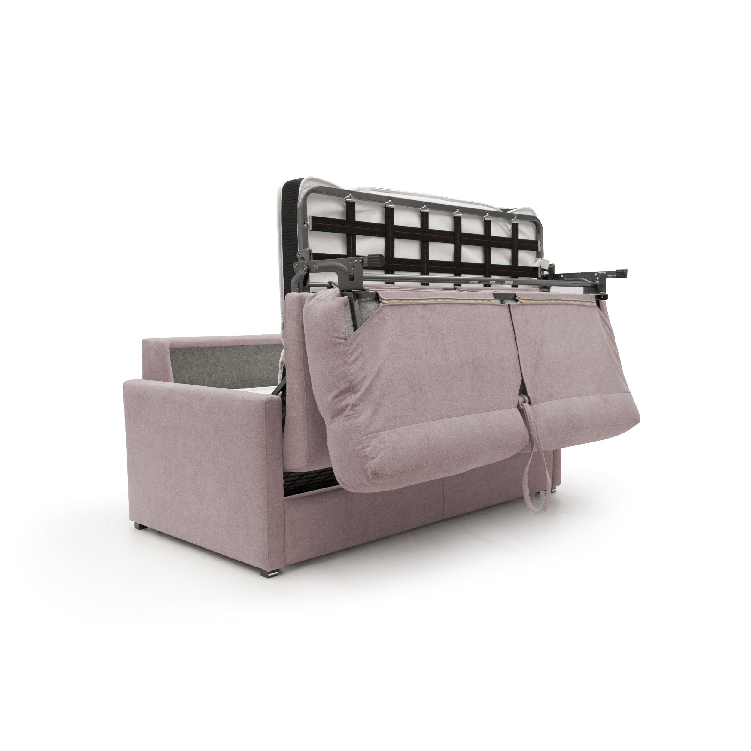 Margot Divano letto matrimoniale con schienale morbido alto in tessuto T02 176 cm (mat. 140x197) rosa