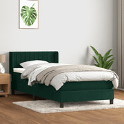 vidaXL Giroletto a Molle con Materasso Verde Scuro 80x220 cm Velluto