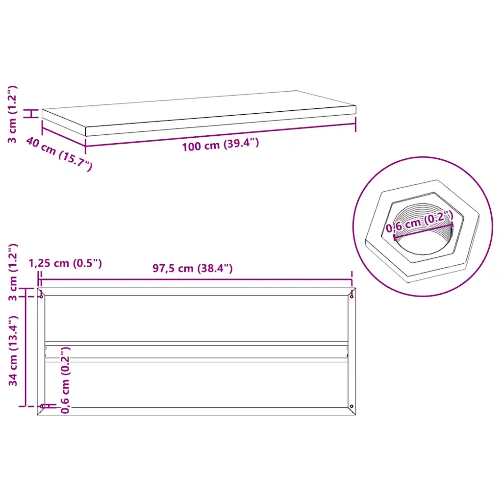 2 pz Mensole a Muro | Scaffale Parete | Ripiano a parete 100x40 cm Argento in Acciaio Inossidabile