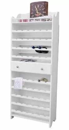 Porta bottiglie con cassetto centrale laccato bianco opaco misure l.70 p.30 h.174 - Mobili 2G