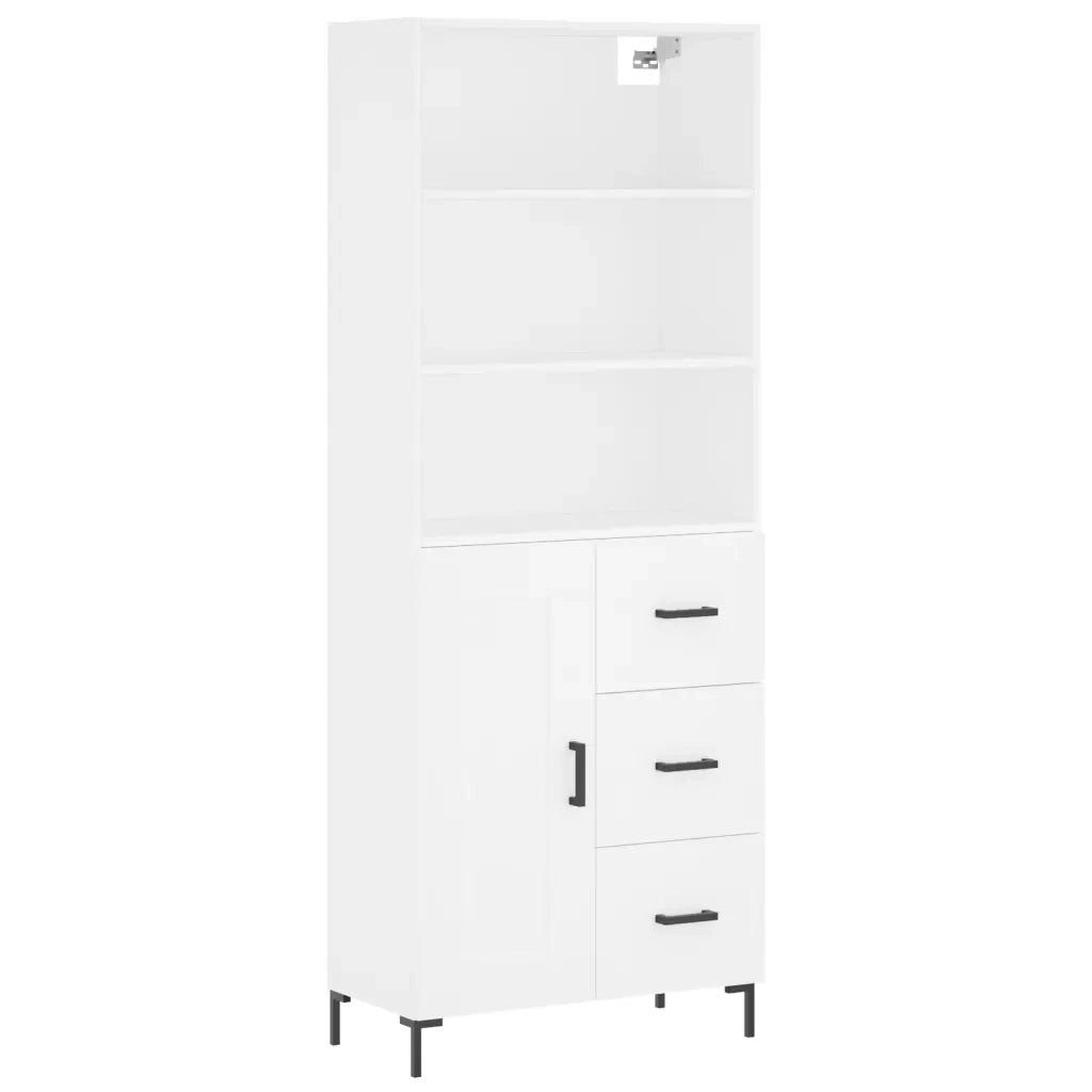 Credenza-Buffet-Armadio da cucina Bianca 69,5x34x180 cm in Legno Multistrato 350524
