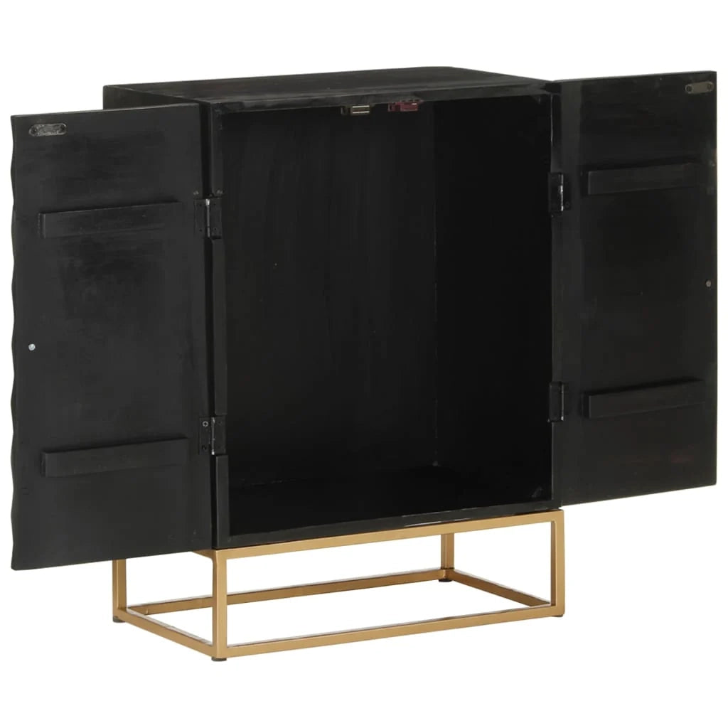 Buffet credenza cassettiera armadio mobile contenitore organizer per cucina soggiorno salotto 55 x 34 x 75 cm legno massello di mango e ferro nero 02_0035953