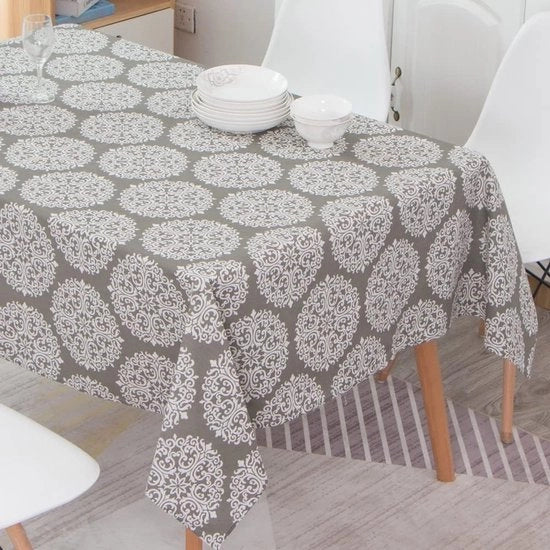 Tavolo quadrato, tessuto in stile lino, lavabile, impermeabile, protezione contro macchie, tovaglia per tavolo, facile da pulire, per uso interno ed esterno, giardino, sala da pranzo, feste e occasioni, 120 x 120 cm