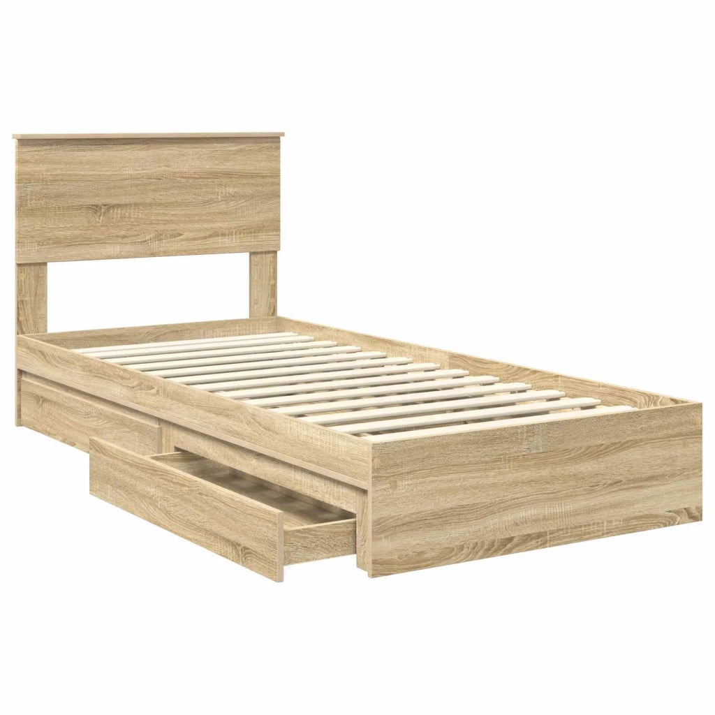 Letto con Contenitore con testiera Rovere Sonoma 75 x 190 cm