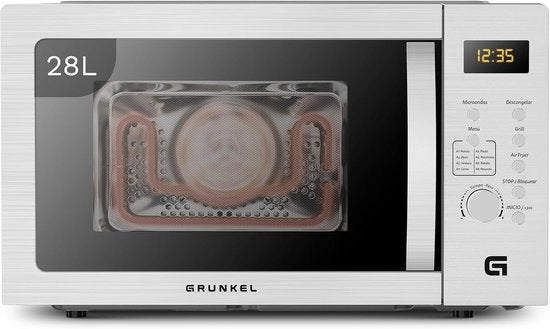 Magnetron con Griglia e Funzione Airfryer, 28 Litri, 5 Nivei di Potenza