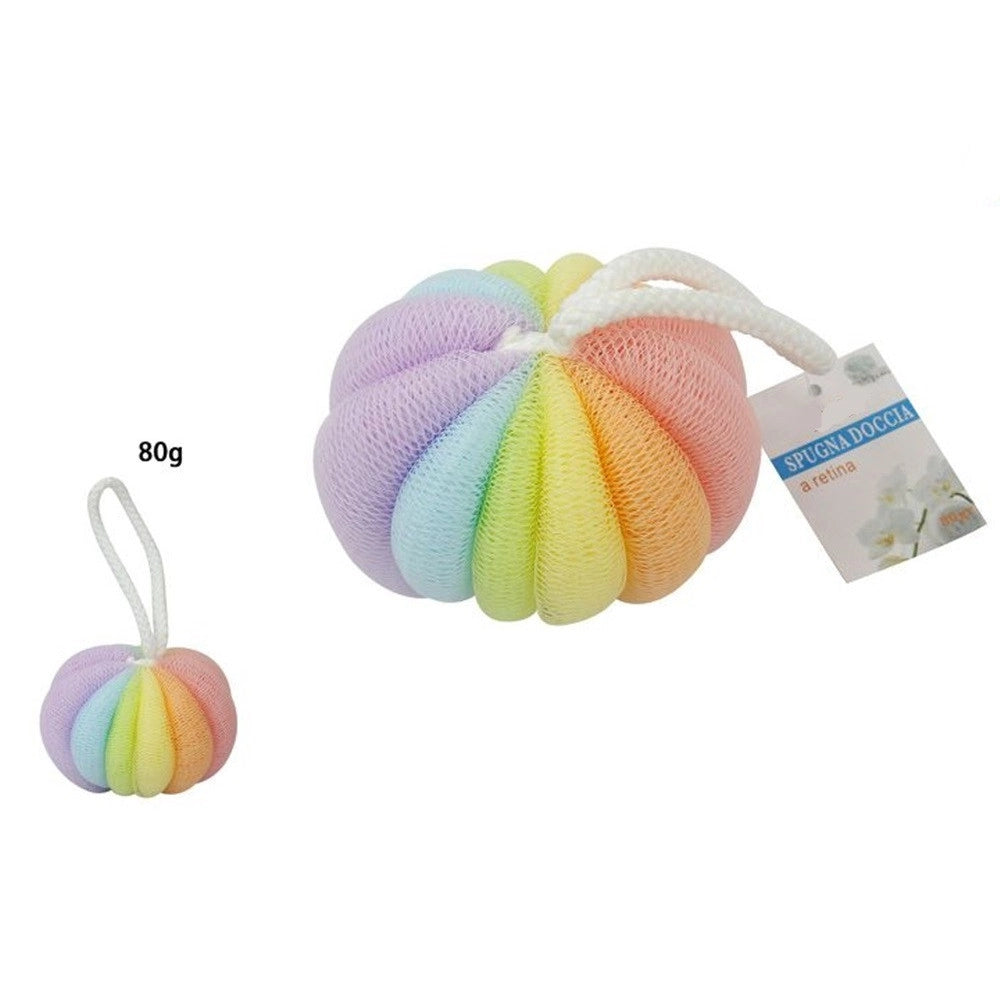 Trade Shop - Set 2 Pz Spugna Doccia A Retina Per Bagno Rete Esfoliante Corpo Arcolbaleno 79309 -