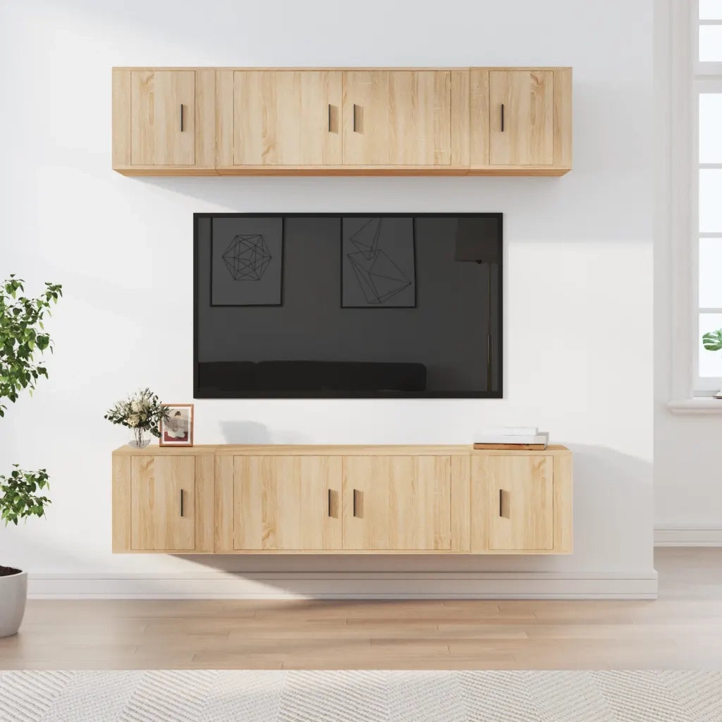 Set di Mobili Porta TV 6 pz-Credenza per TV Rovere Sonoma in Legno Multistrato