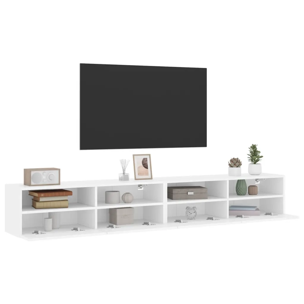 Mobili TV a Parete 2pz-Set di 2 Credenza per TV sospesa Bianchi 100x30x30 cm Legno Multistrato