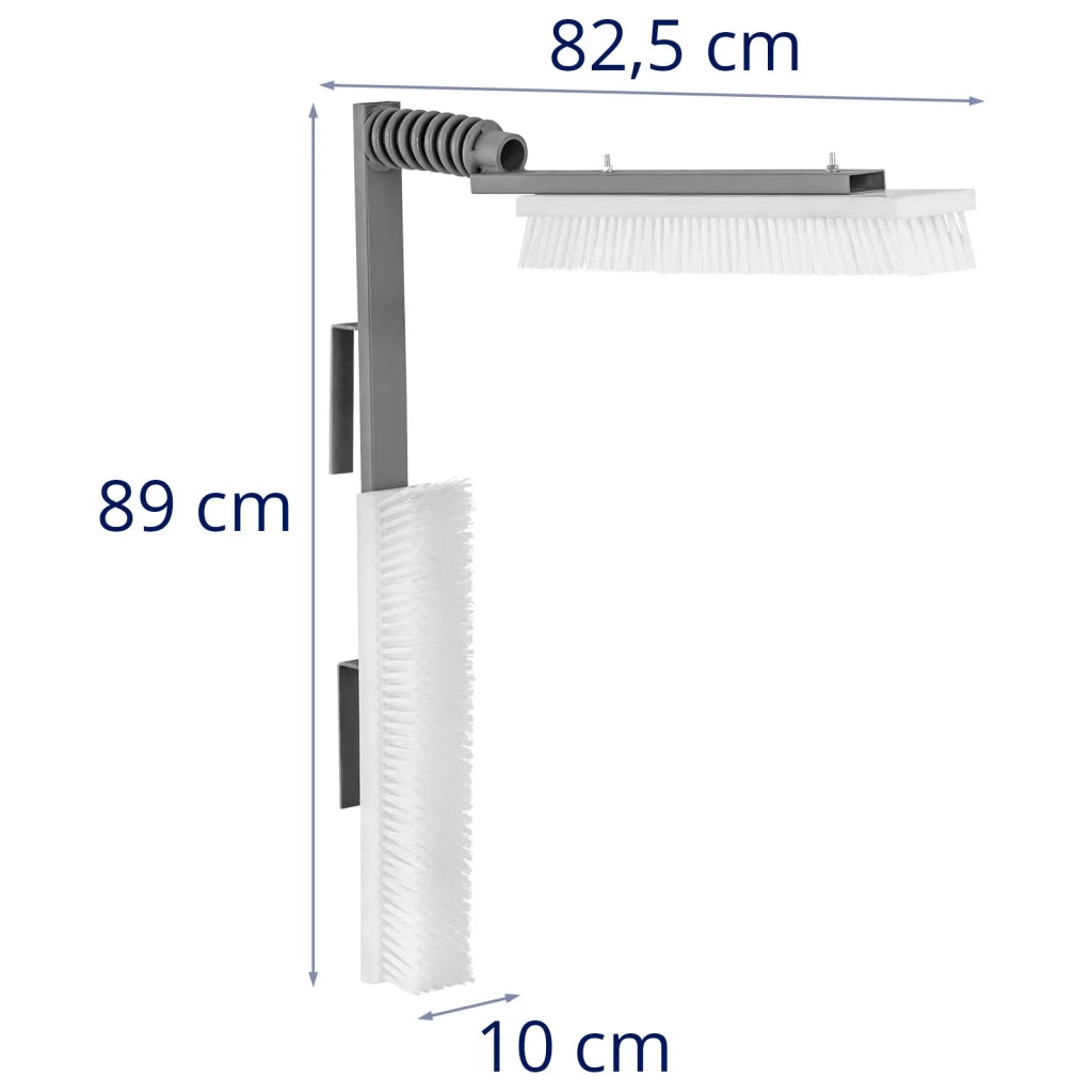 Spazzola per mucche con 2 teste 50 x 10 cm per uso interno ed esterno con molla in legno e ferro grigia 14_0008438