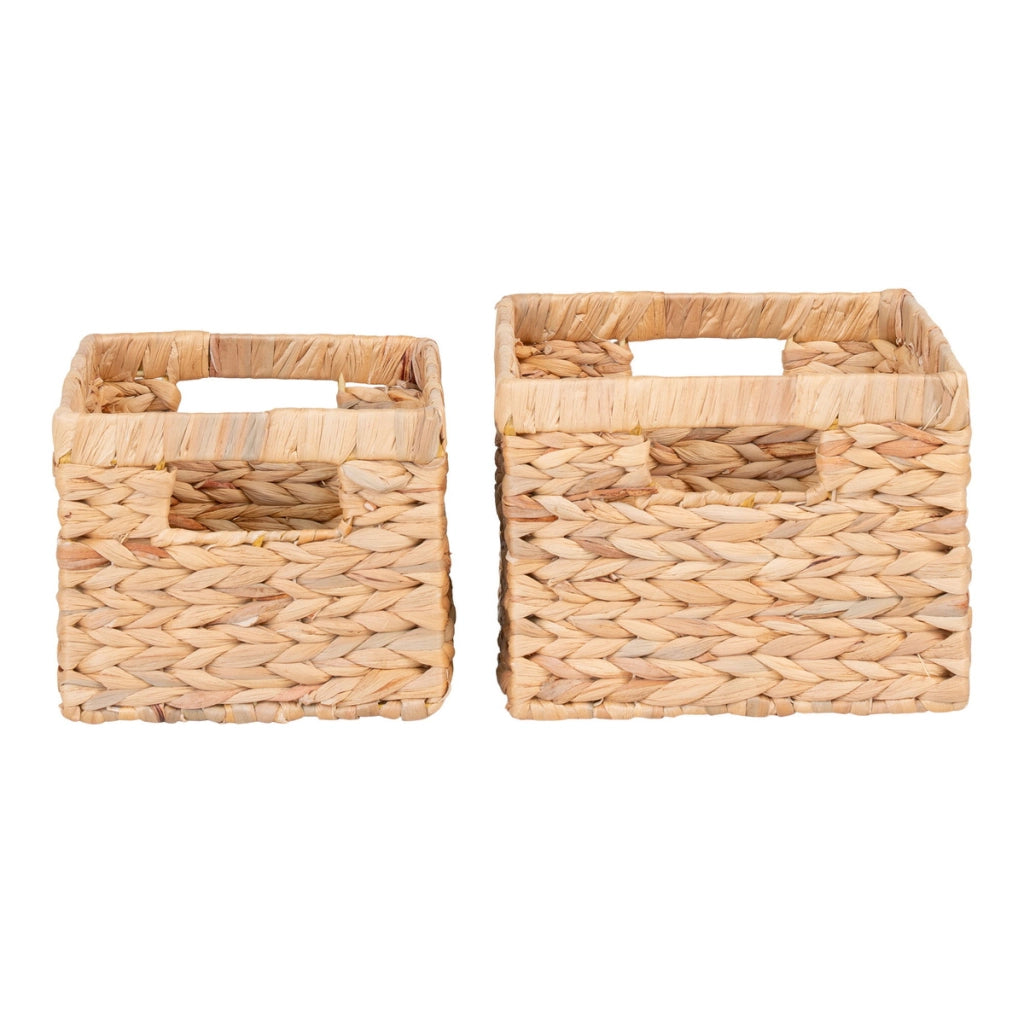 Set di 2 cesti Passo rettangolari in giacinto d'acqua naturale - misure assortite