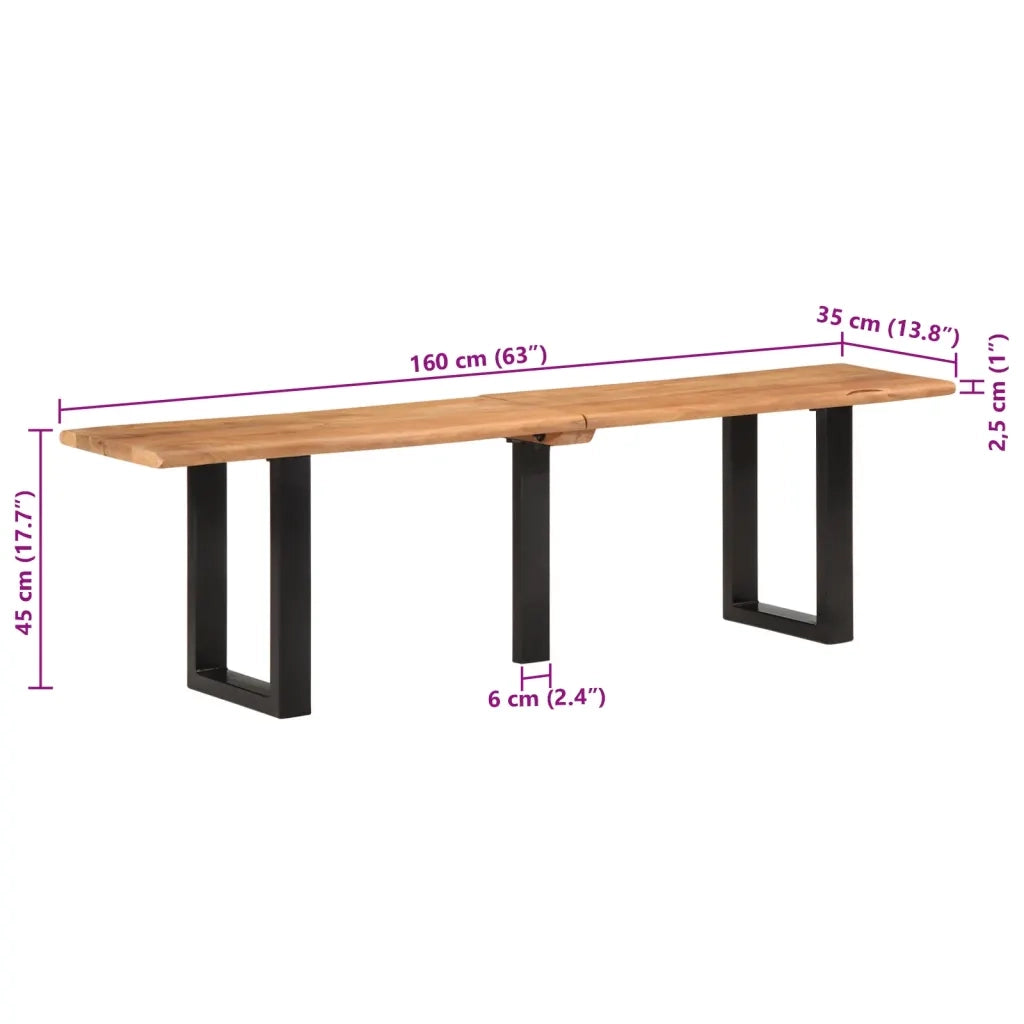 vidaXL Panca 160 cm in Legno Massello di Acacia e Acciaio