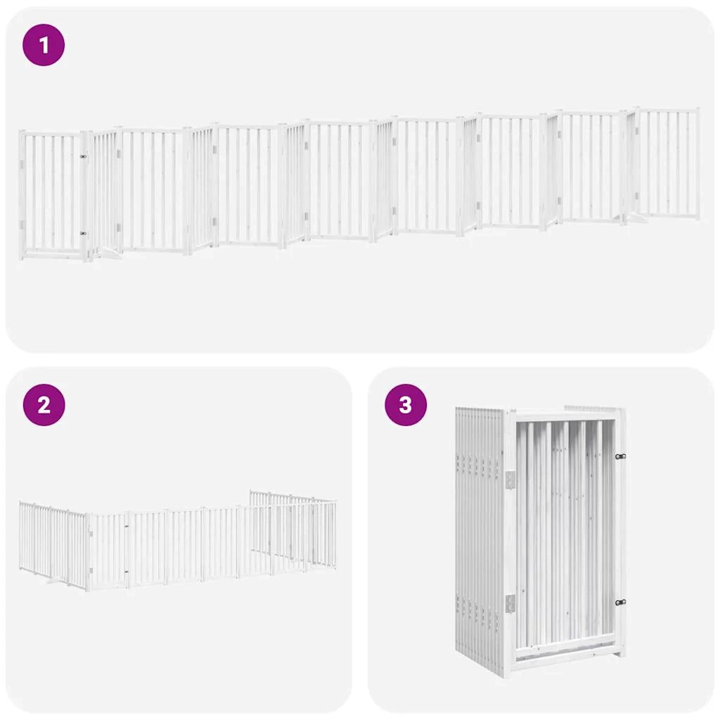 Cancelletto di sicurezza per animali domestici porta pieghevole 15 pannelli legno di pioppo bianco 02_0023205