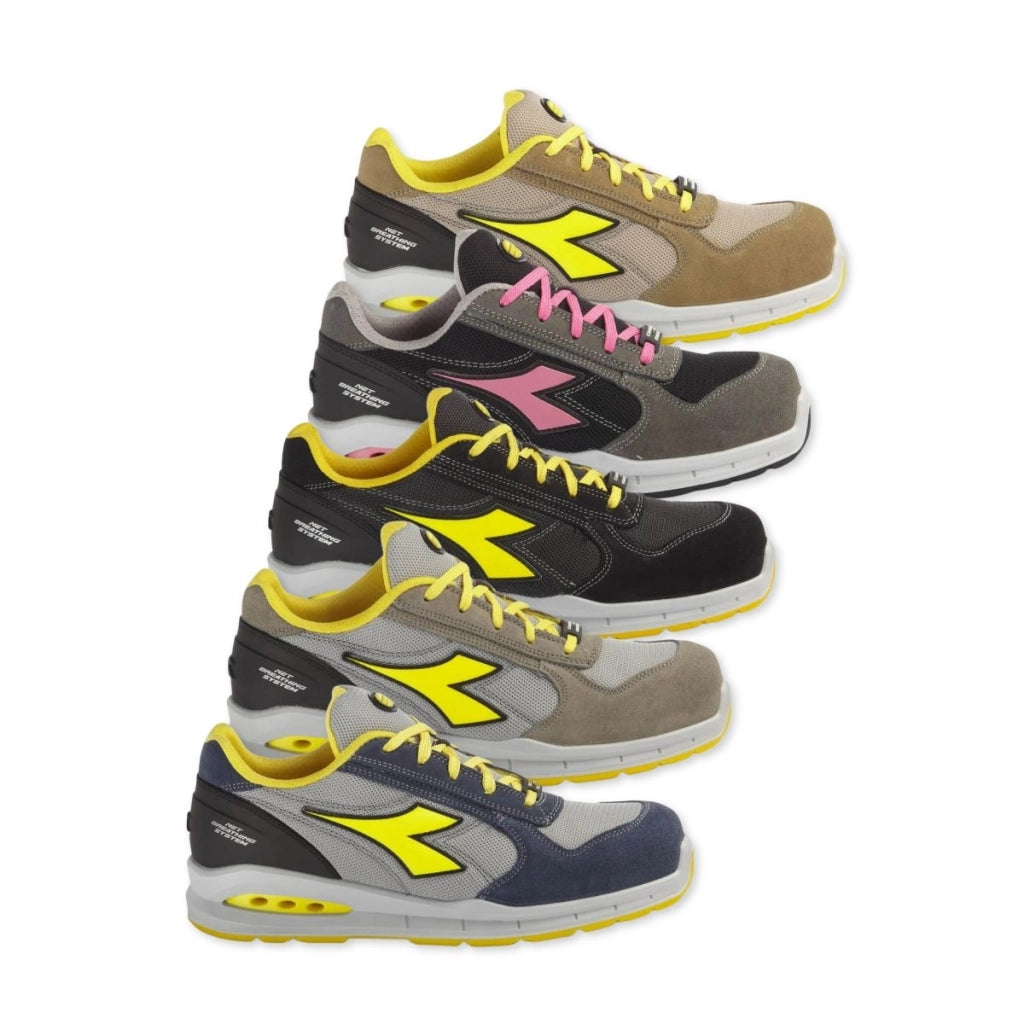 Run Net Airbox Low S1P SRC Scarpe Antinfortunistica Uomo/Donna Pelle Scamosciata | DIADORA UTILITY Grigio Rosa/40
