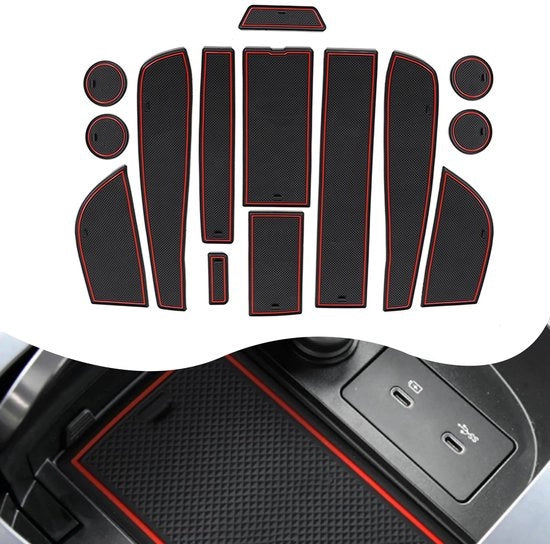 Panno Antislip in Gomma per Console Centrale Opacchiabile compatibile con Brabus pro+ 2023 per Smart #1 (Rosso)