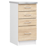 Mobile cucina modulare con piano di lavoro AKORD LIMA Bianco 40 cm 4 cassetti inserto frontale Sonoma Quercia 40x44,5x82 cm