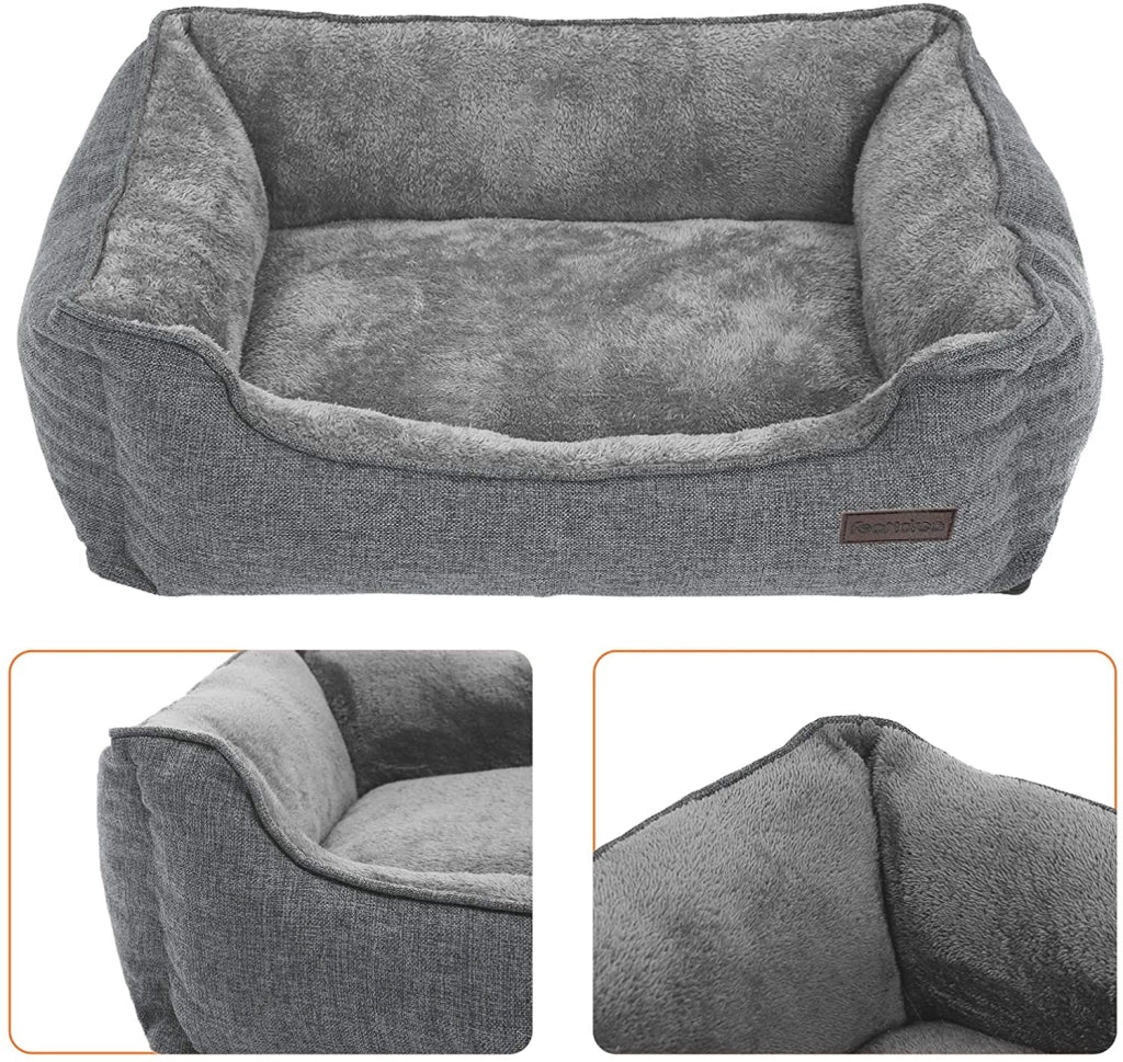 Cesto per cuccia per cani in peluche rimovibile 90 x 75 x 25 cm grigio 12_0000790