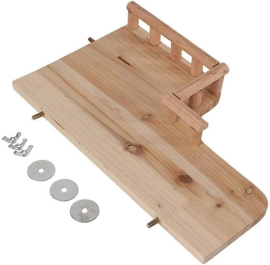 Piattaforma di Sostegno in Legno per Piccoli Animali con Ringhiera - Ideale per Cavi, Chin Chill e Altri