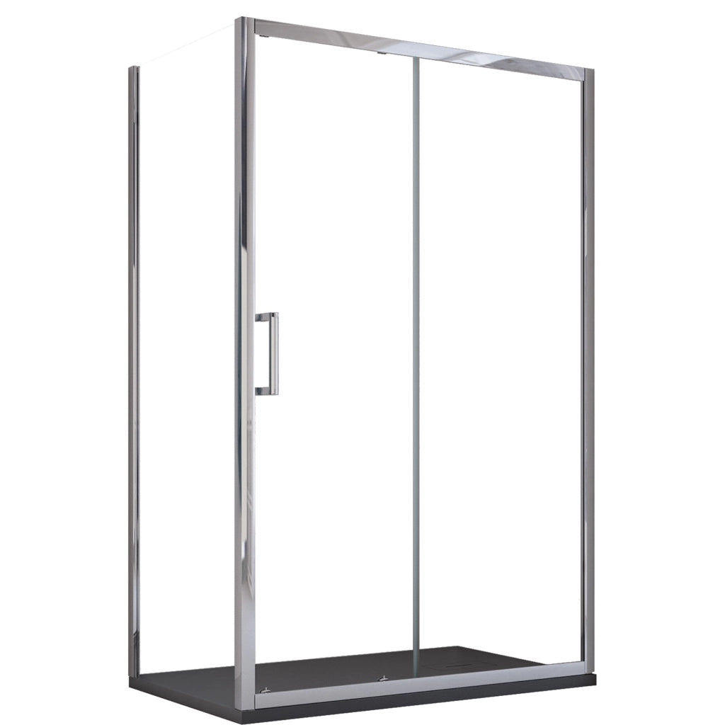 Box Doccia Angolare 70x130 cm 1 anta Scorrevoli 2 Lati Fissi in Cristallo trasparente 6mm H195 Bonussi Sole