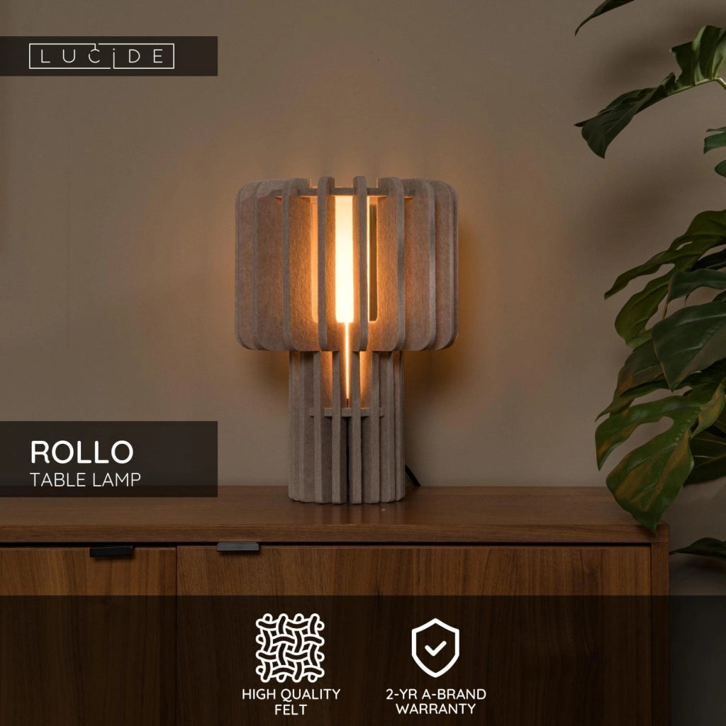Lampada da tavolo japandi ROLLO 1xE27 taupe Lucide