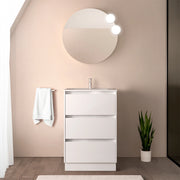 Mobile bagno 60 cm bianco lucido con lavabo ad incasso Gaya