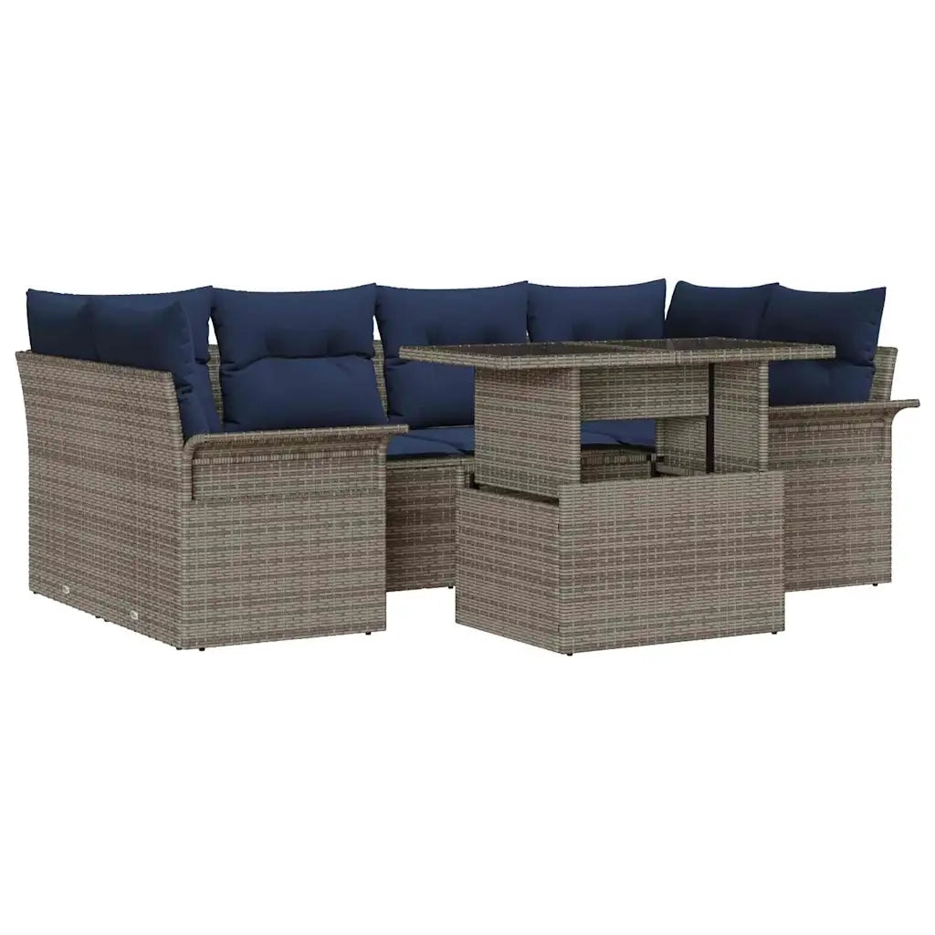 Set Divano da Giardino 7 pcs Grigio Rattan in Polipropilene 3356958