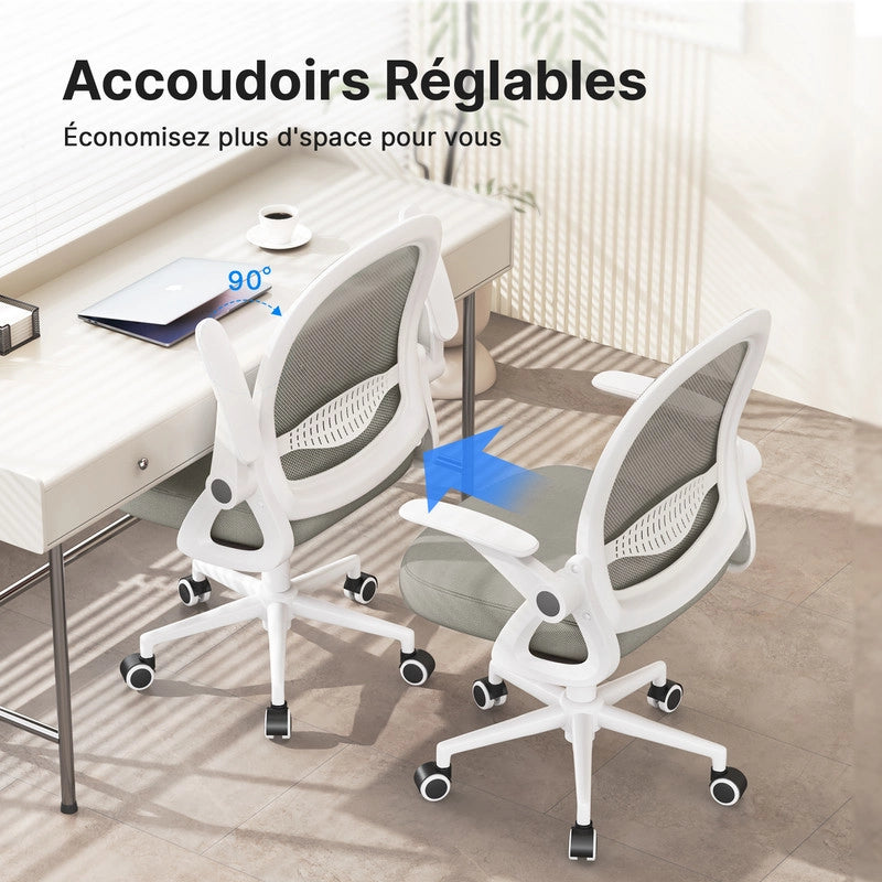 Sedia da ufficio-Sedia da ufficio in  con braccioli-Sedia ergonomica in rete traspirante-Altezza regolabile-Home Office-Grigio