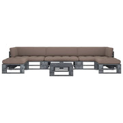 Set di Divani su Pallet 6 pz e Cuscini in Pino Impregnato Grigio cod mxl 40230