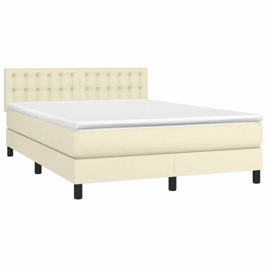 vidaXL Giroletto a Molle con Materasso e LED Crema 140x200 cm