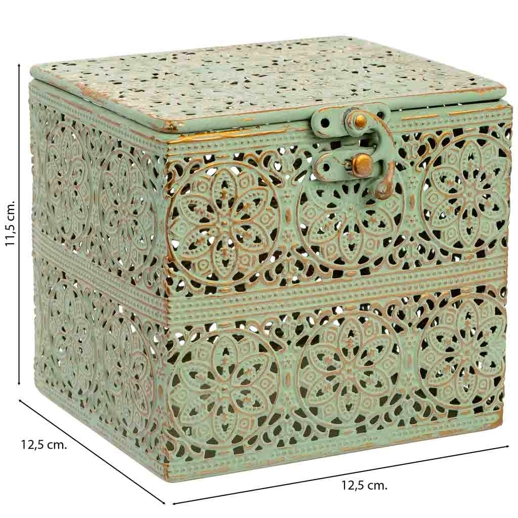Scatola in metallo verde 12.5x12.5x11.5h cmh cm