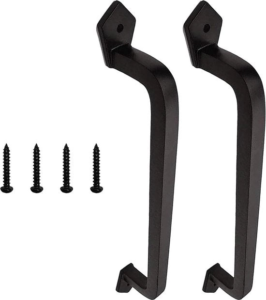 Maniglia per porta in ghisa antica - 203 mm - nera - porta di giardino in legno