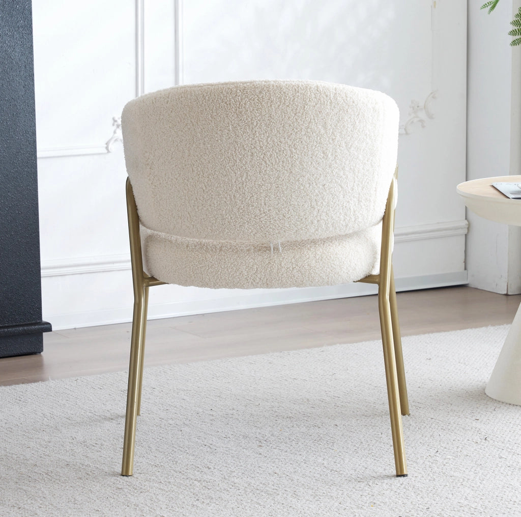 Sedia da Pranzo Moderna in Velluto Bianco con Gambe Dorate, Set da 2
