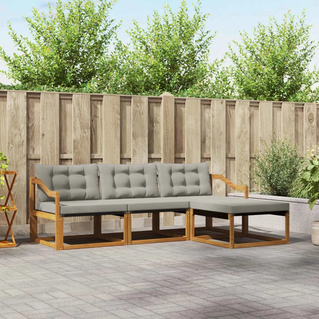 Set di divani da esterno 4 pcs Grigio Naturale e Chiaro
