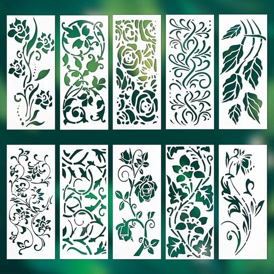 Decalcomanie a forma di foglie di vite da dipingere - Stencil riciclabile a forma di fiore, stencil per foglie di vite, stencil per decorare la parete