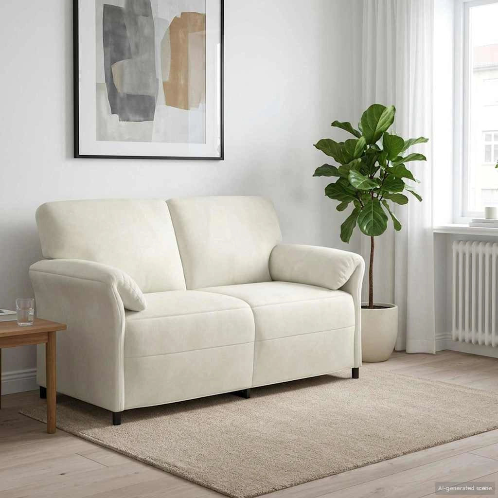 Divano a 2 Posti Crema 158 x 83 x 95 cm Velluto 42033961