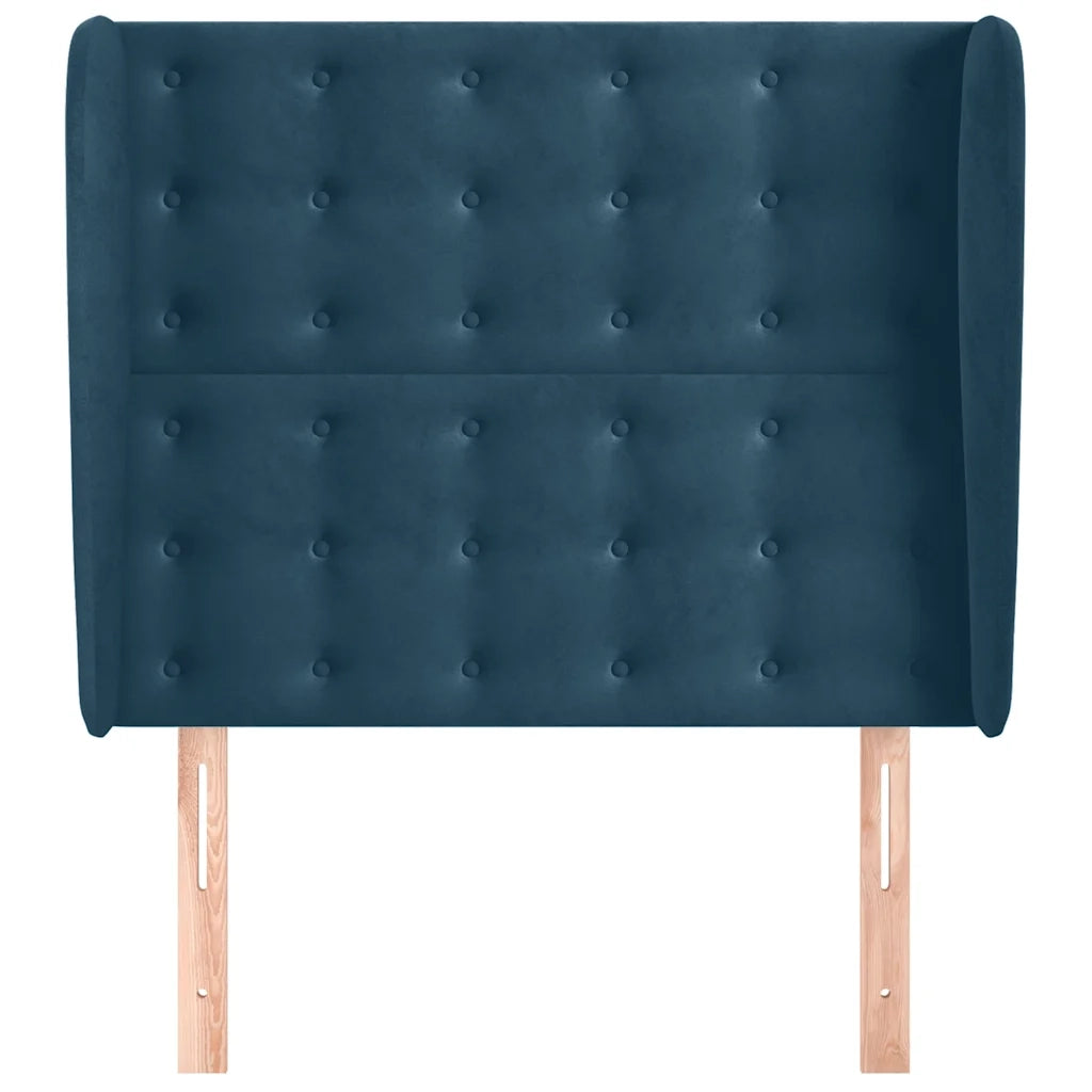 Testiera ad Orecchio-Testata con Orecchie Blu Scuro 83x23x118/128 cm in Velluto 254873
