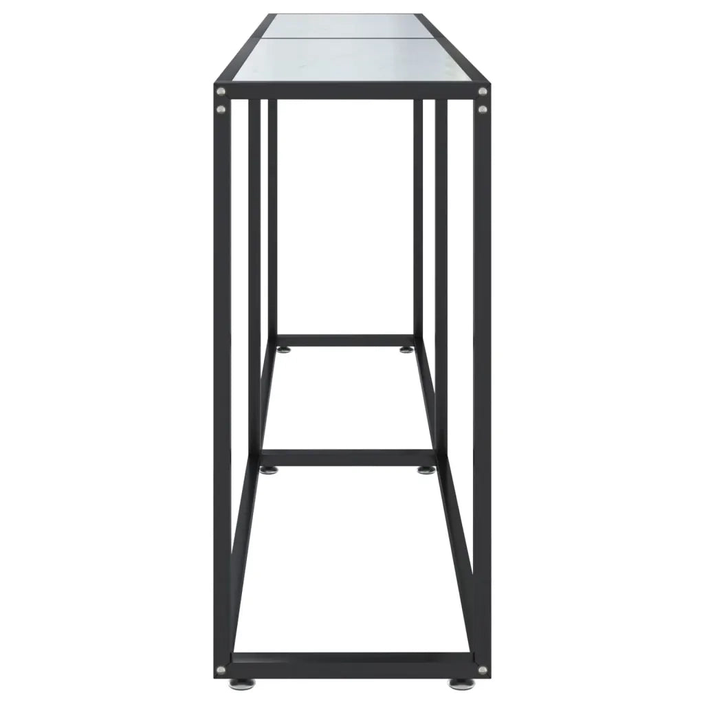 Tavolo Consolle Bianco Marmo 180x35x75,5 cm in Vetro Temperato 331684