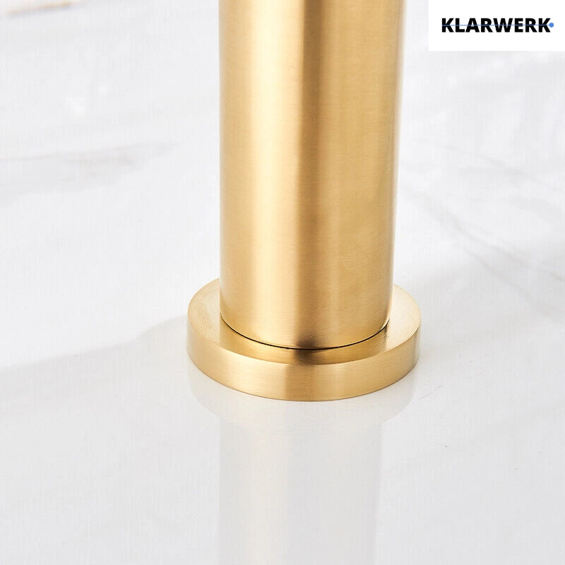 Julia | Rubinetto da bagno alto Hotel Gastro Gold spazzolato |Rubinetto premium in acciaio inossidabile per lavelli alti |Rubinetto ad alta pressione