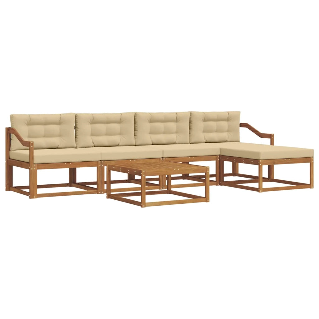 Set di divani da esterno con cuscino 6 pcs Naturale e Beige