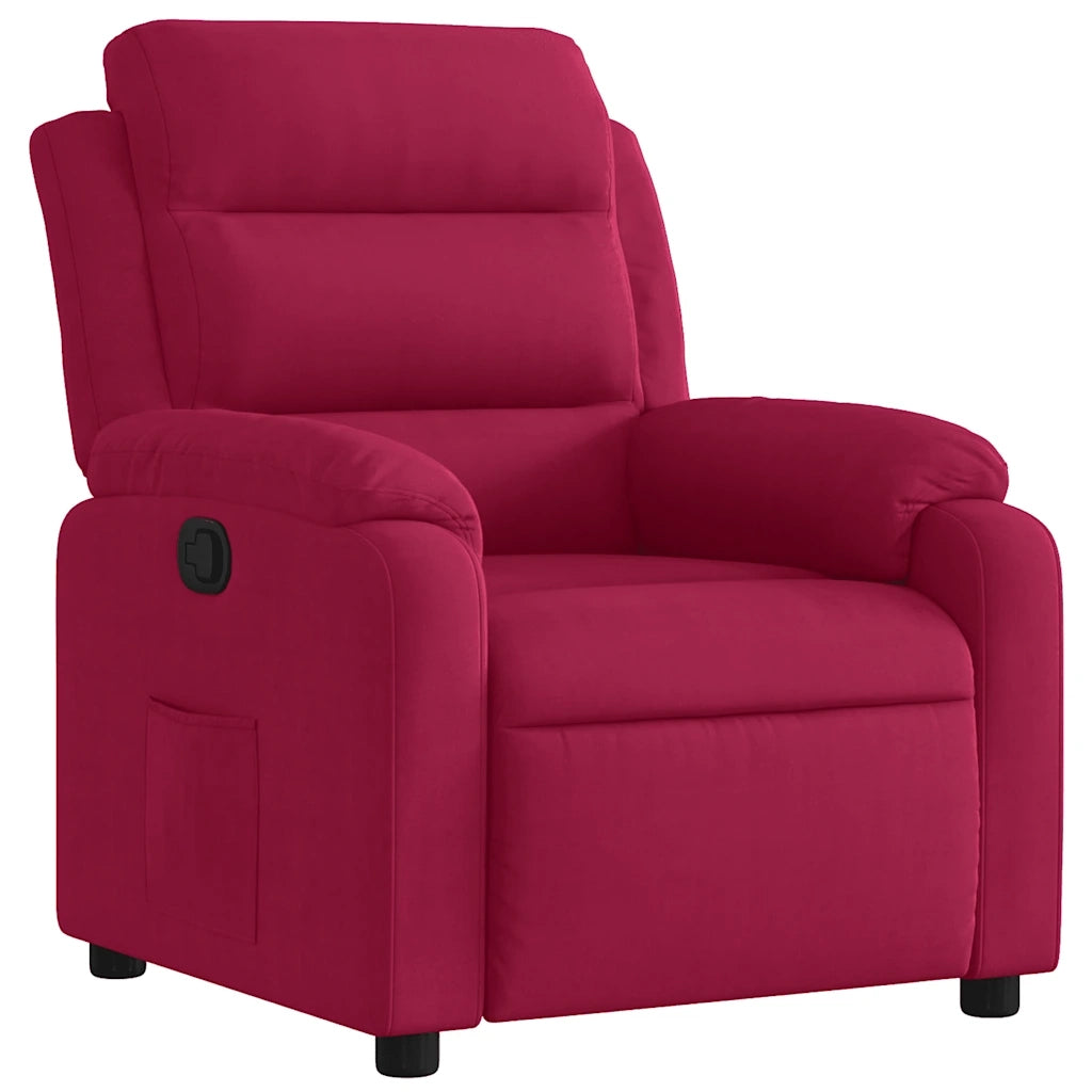 Divano Sedia-Poltrona Reclinabile Rosso Vino in Velluto 954788