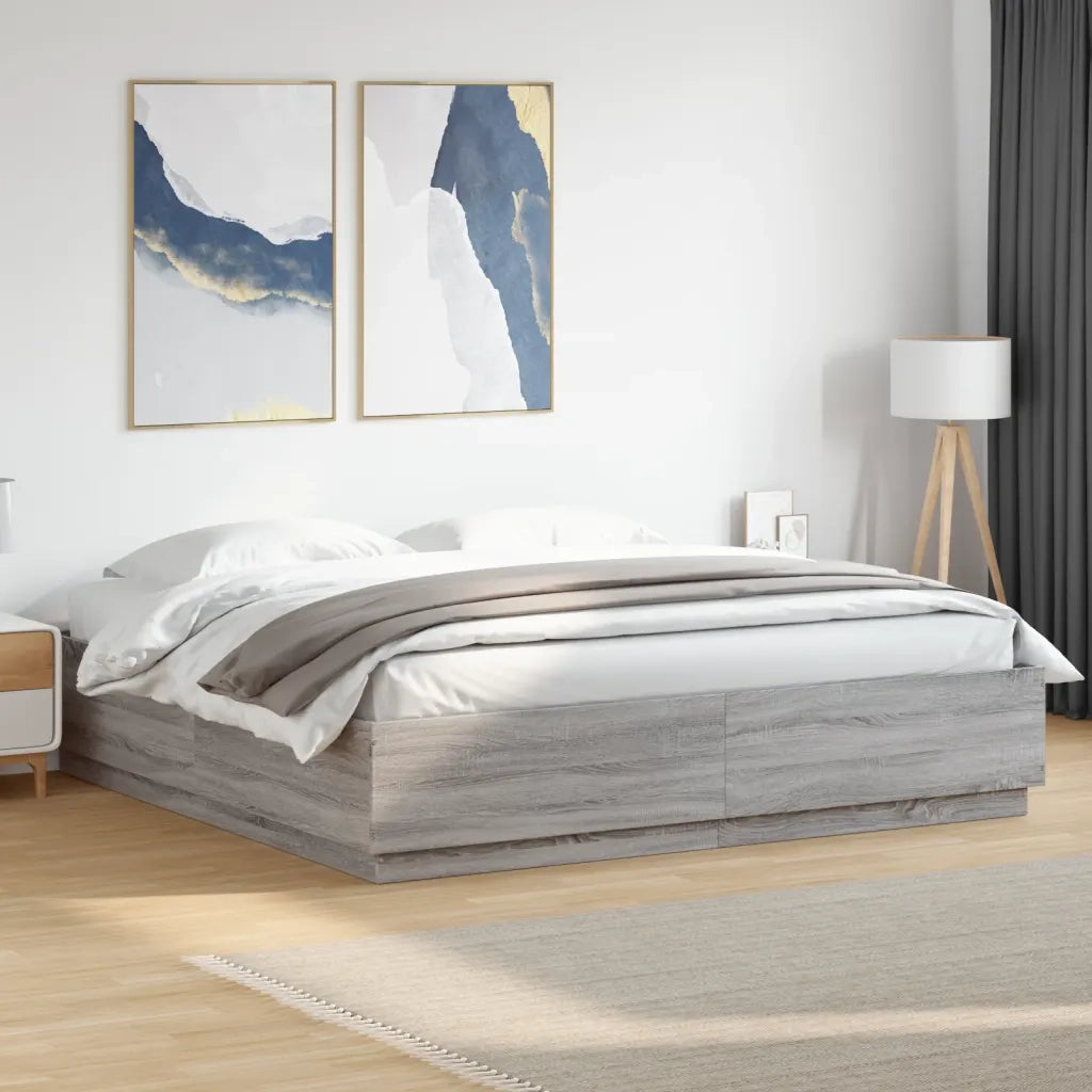 Letto matrimoniale | Letto per adulti | Giroletto Grigio Sonoma 180x200 cm in Legno Multistrato