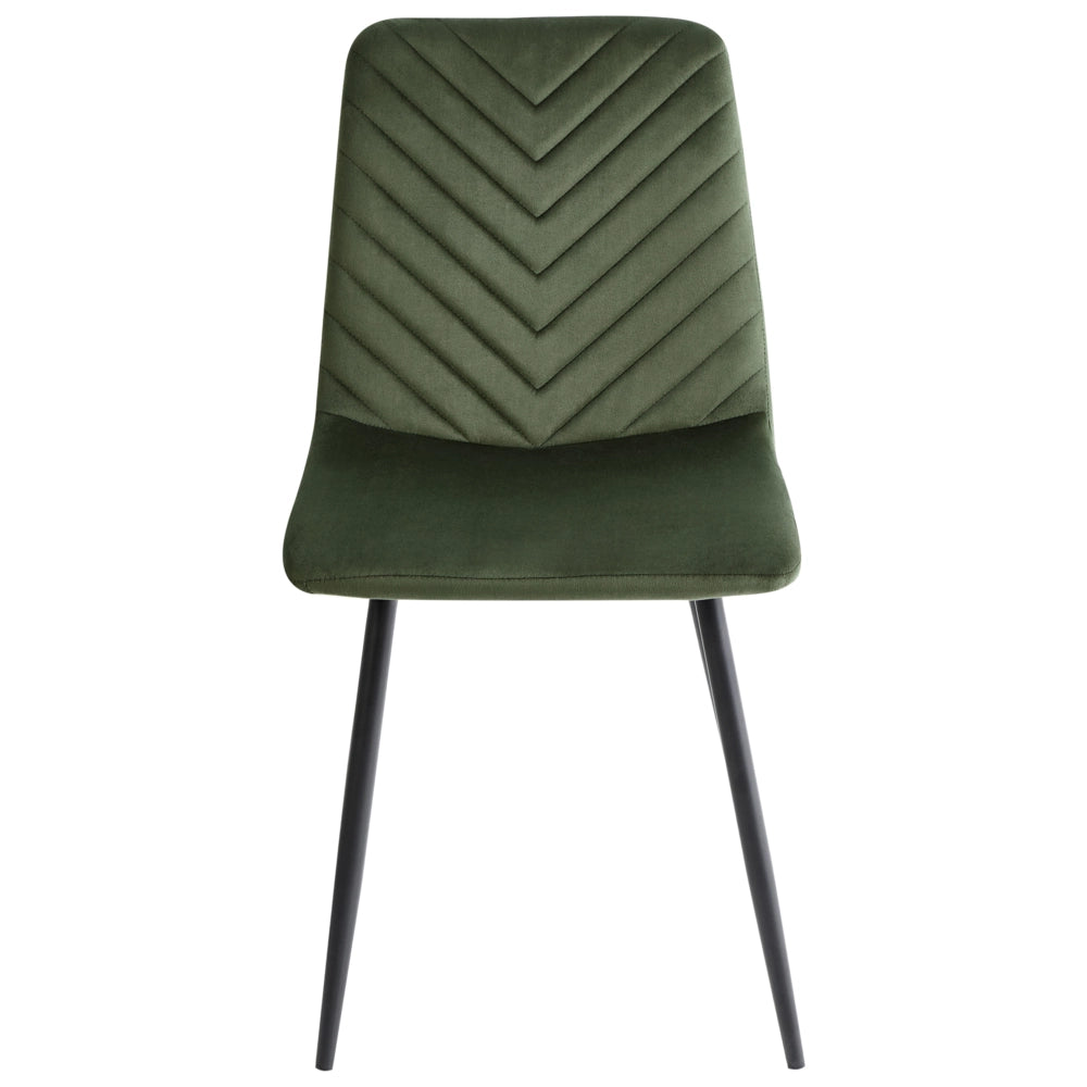 Set di 4 sedie da pranzo in velluto per la sala da pranzo gambe in ferro verde oliva stile elegante