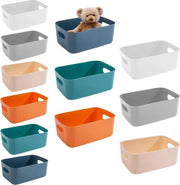12 contenitori di archiviazione - scatole di plastica con maniglia - diverse colori e dimensioni - per organizzatore di cucina