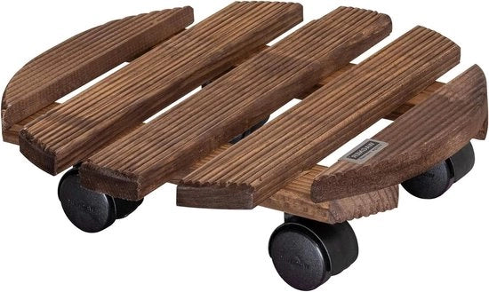 Rotolatore per piante Ø 30 x 8 cm - Palissandro - Pannello a guscio antiscivolo - Portata 100 kg - Prodotto in UE