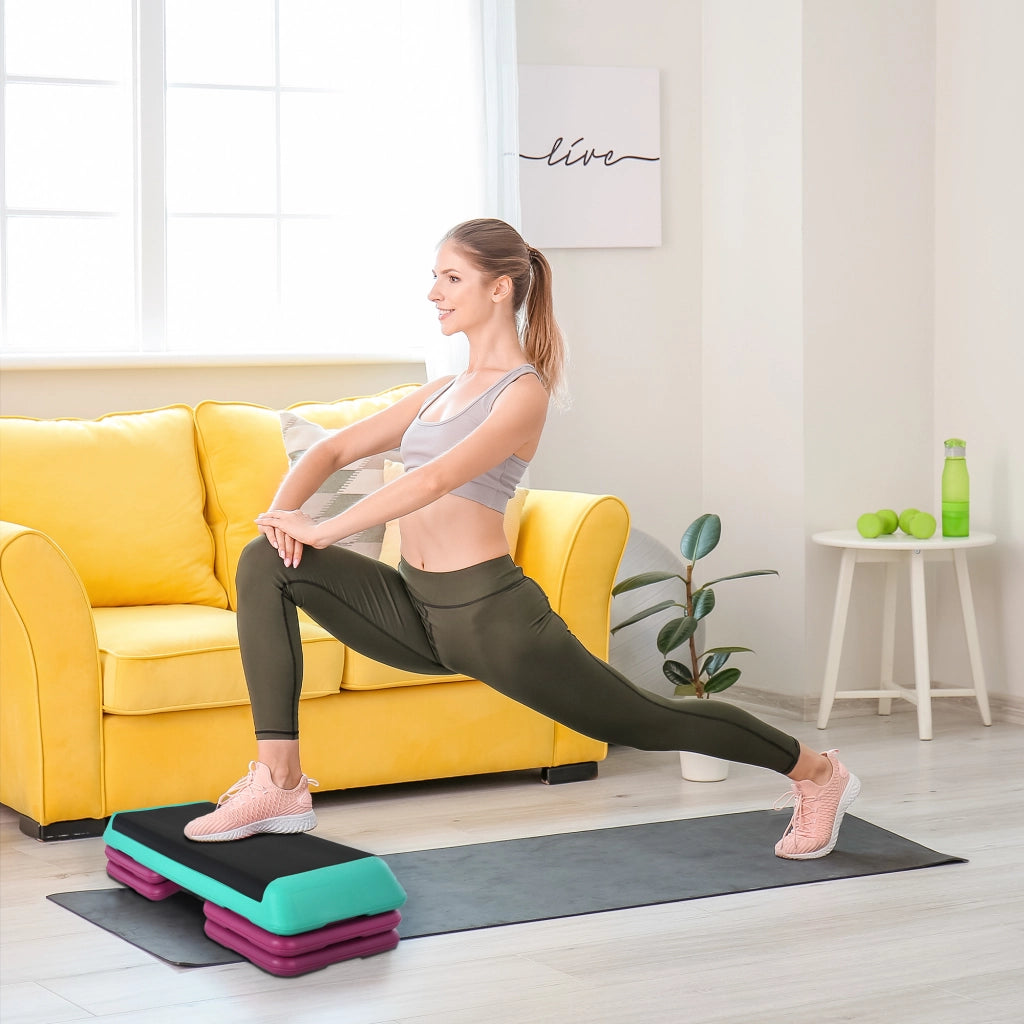 Step Aerobico Regolabile Antiscivolo 3 Livelli ¨C Zephmum ¨C 110x40x20 cm Multicolore