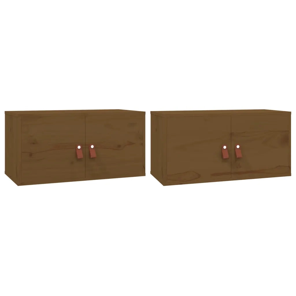 Pensili 2 pz Marrone ambra 60x30x30cm in Legno Massello di Pino 818372