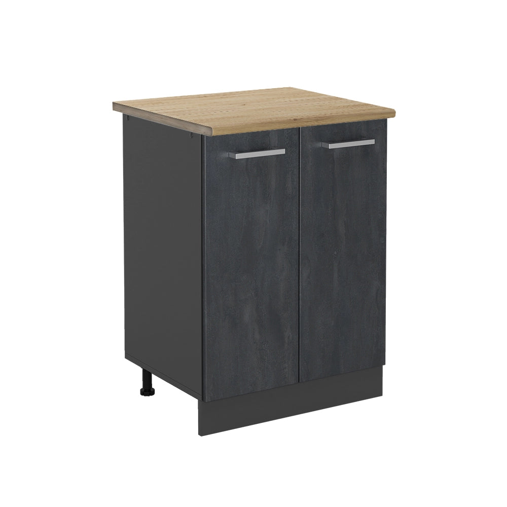 Vicco Mobiletto base cucina Calcestruzzo nero/antracite 60 cm PL Rovere
