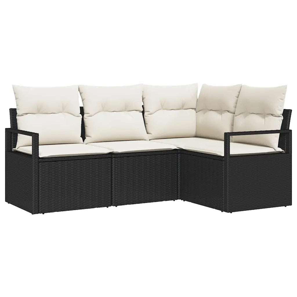 Set di divani 4 pcs Nero polyrattan