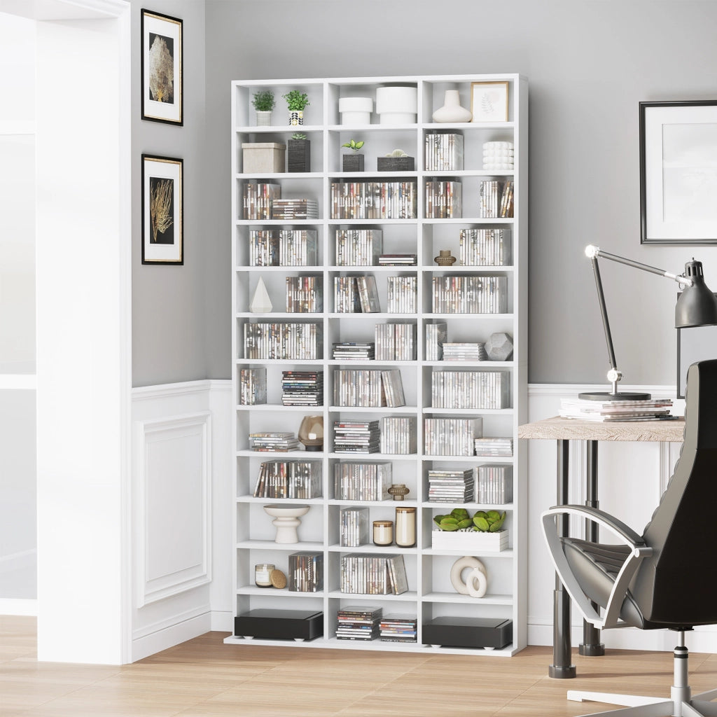 Libreria per CD e DVD ¨C zephmum ¨C 36 scomparti regolabili, bianco